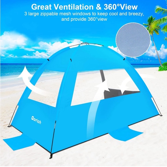 4 Person🧑‍🧑‍🧒‍🧒Beach🏖️Tent⛺️Sun☀️Shelter w UPF 50＋UV Protection Lightweight - Picture 5 of 9